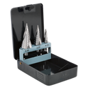 Sealey AK4749 3pc Spiral Flute HSS 4341 Step Drill Bit Set