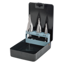 Sealey AK4749 3pc Spiral Flute HSS 4341 Step Drill Bit Set