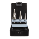 Sealey AK4749 3pc Spiral Flute HSS 4341 Step Drill Bit Set