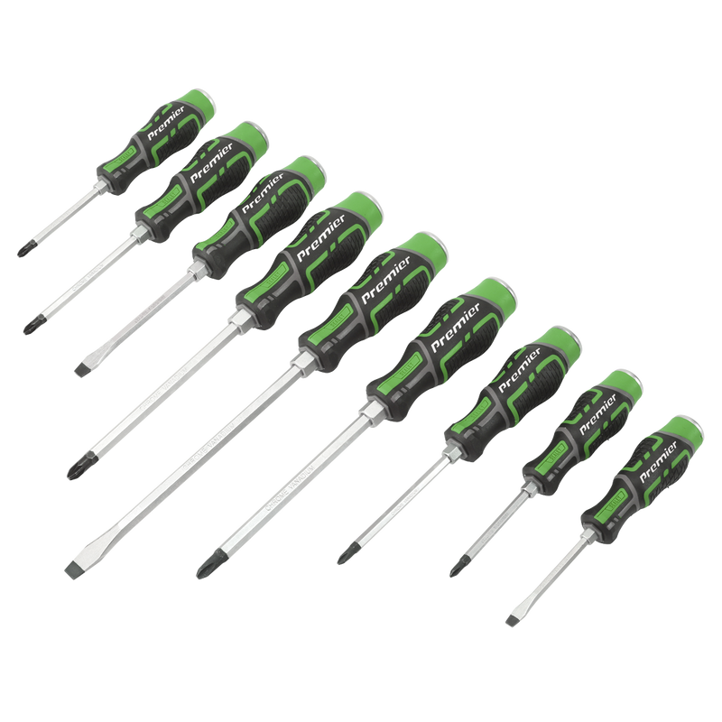 Sealey AK4941HV Hammer-Thru Screwdriver Set Hi-Vis Green 9pc