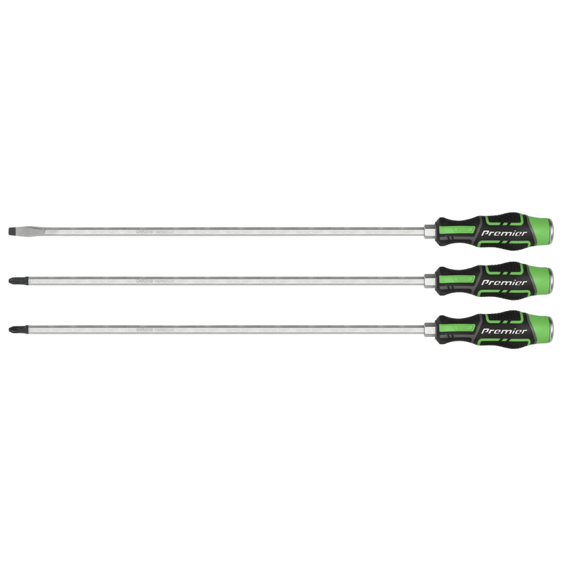Sealey AK4942HV Extra-Long Hammer-Thru Screwdriver Set Hi-Vis Green 450mm 3pc