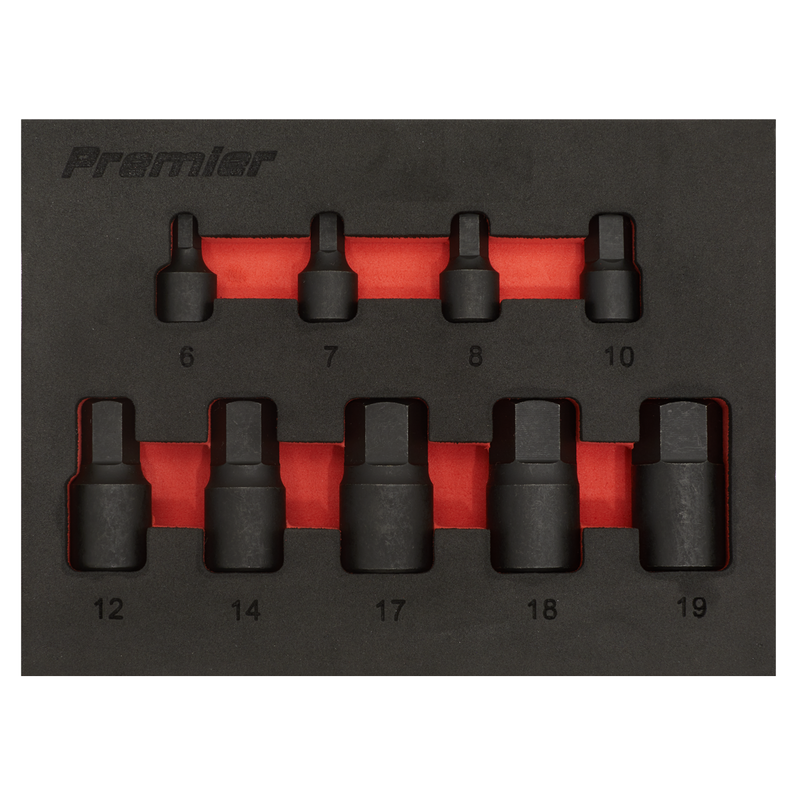 Sealey AK5525 9pc 1/4" & 3/8"Sq Drive Low Profile Hex Impact Socket Bit Set