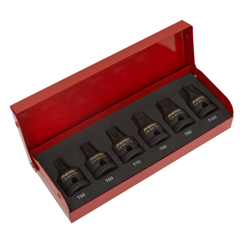 Sealey AK5607 6pc 1/2"Sq Drive Low Profile Impact TRX-Star* Socket Bit Set