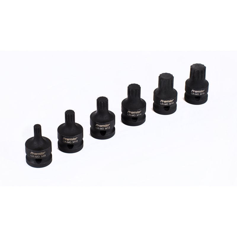 Sealey AK5608 6pc 1/2"Sq Drive Impact Spline Socket Bit Set