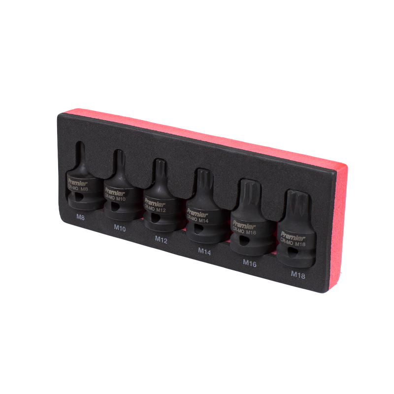 Sealey AK5608 6pc 1/2"Sq Drive Impact Spline Socket Bit Set