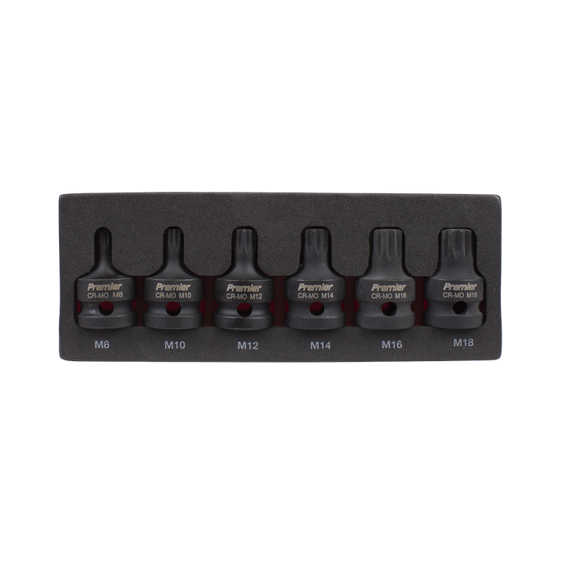 Sealey AK5608 6pc 1/2"Sq Drive Impact Spline Socket Bit Set