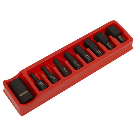 Sealey AK5609 9pc 1/2"Sq Drive Impact Hex Bit & Holder Set