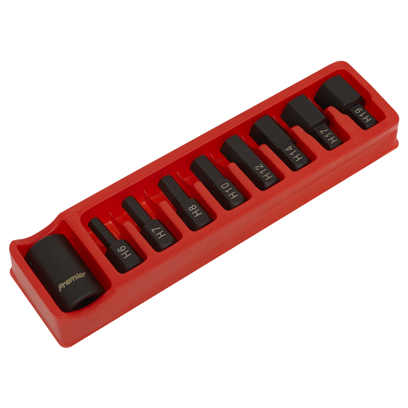 Sealey AK5609 9pc 1/2"Sq Drive Impact Hex Bit & Holder Set