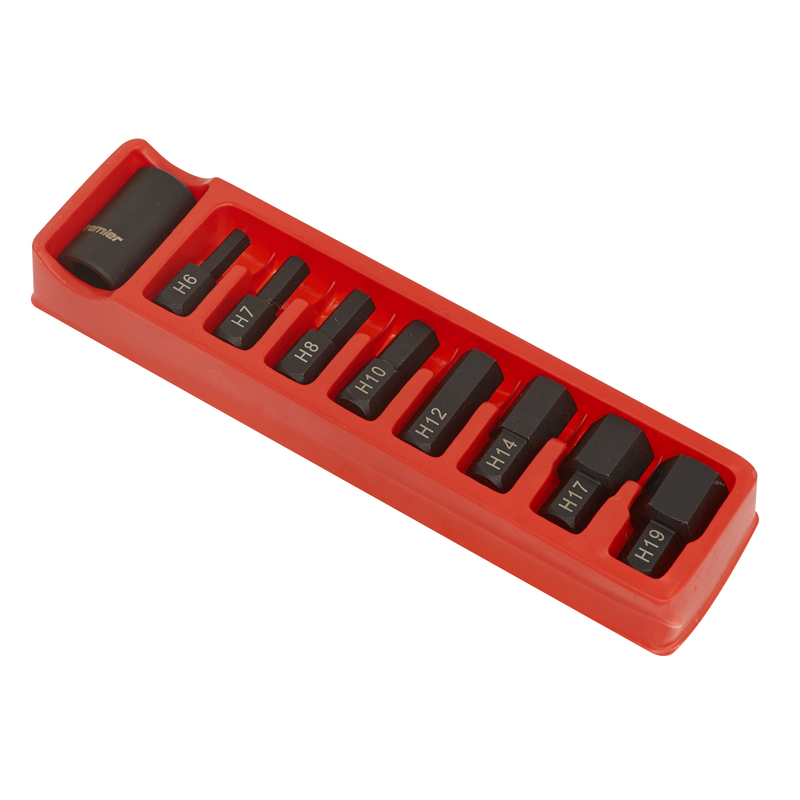Sealey AK5609 9pc 1/2"Sq Drive Impact Hex Bit & Holder Set
