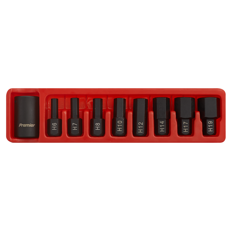 Sealey AK5609 9pc 1/2"Sq Drive Impact Hex Bit & Holder Set