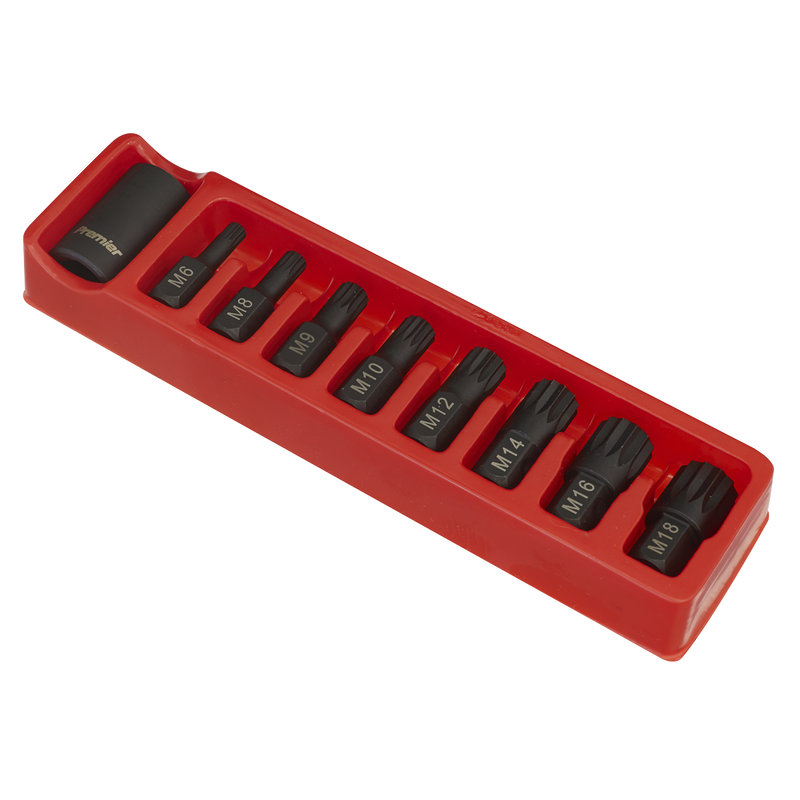 Sealey AK5611 9pc 1/2"Sq Drive Impact Spline Bit & Holder Set