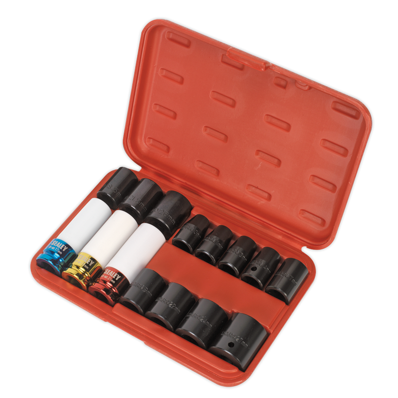 Sealey AK5615M 15pc 1/2"Sq Drive Impact Socket  Wheel Nut Remover Set