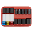 Sealey AK5615M 15pc 1/2"Sq Drive Impact Socket  Wheel Nut Remover Set