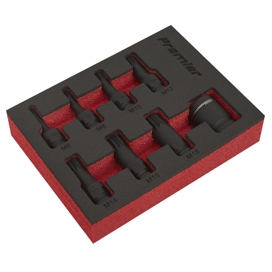 Sealey AK5622 8pc 3/8"Sq Drive Spline Impact Socket Bit Set