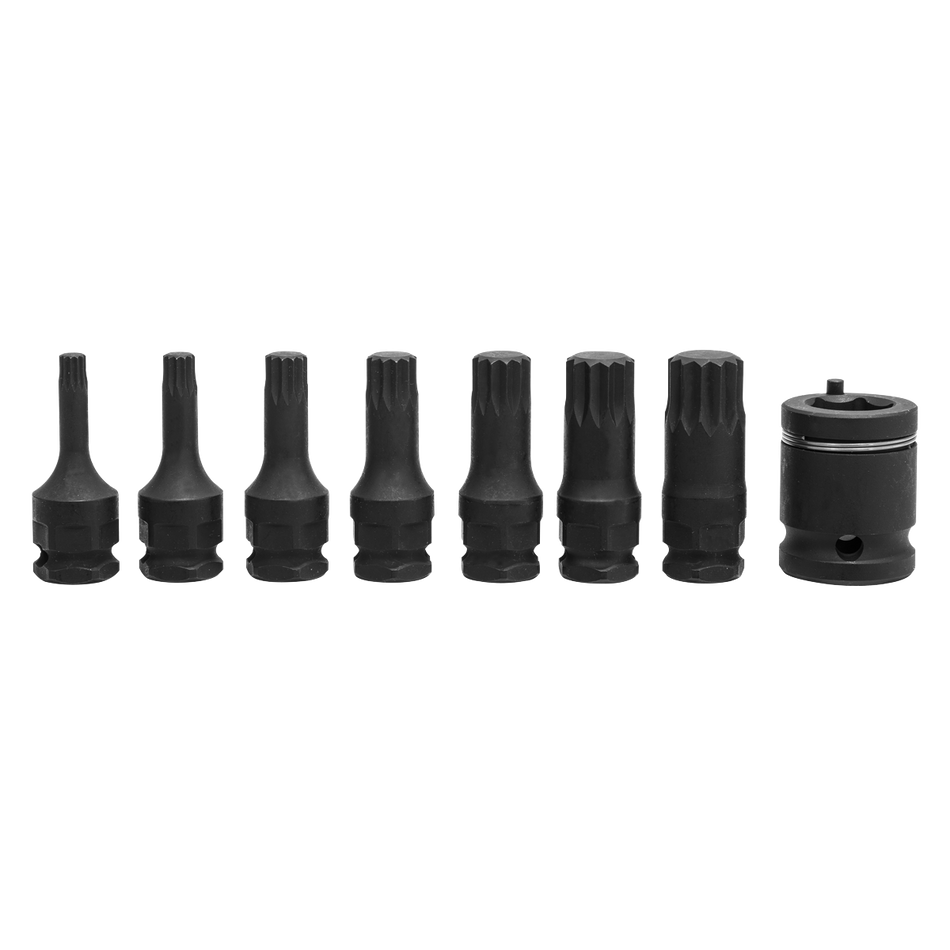 Sealey AK5622 8pc 3/8"Sq Drive Spline Impact Socket Bit Set