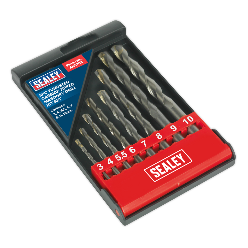 Sealey AK5708 8pc Tungsten Carbide Tipped Masonry Drill Bit Set