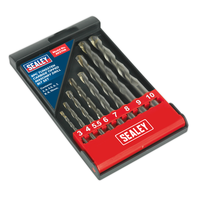 Sealey AK5708 8pc Tungsten Carbide Tipped Masonry Drill Bit Set