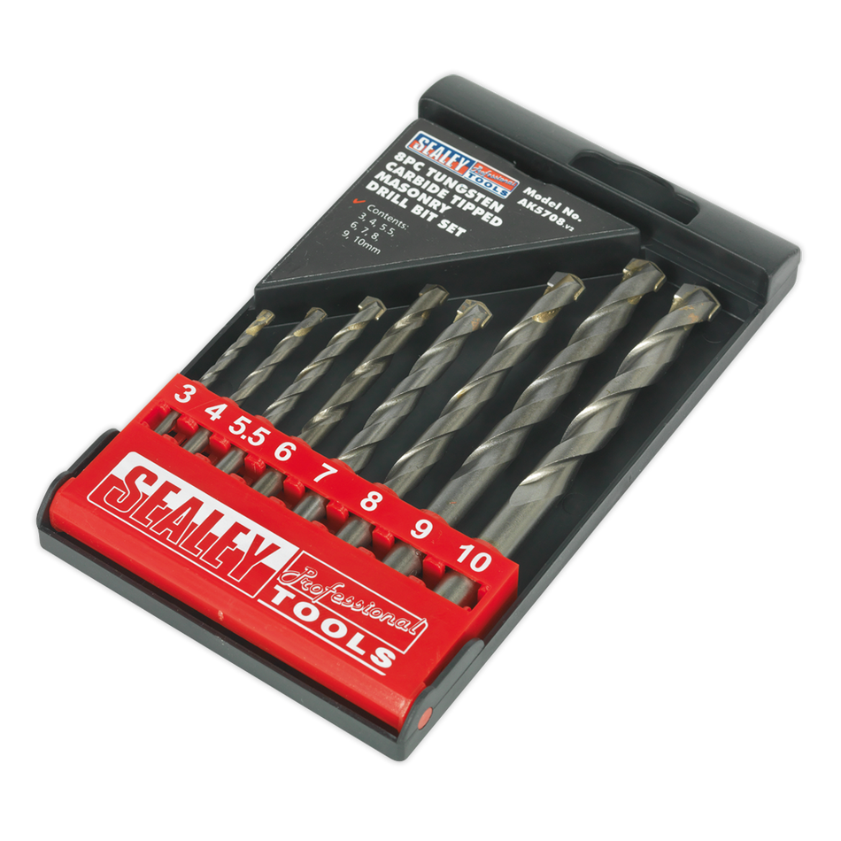 Sealey AK5708 8pc Tungsten Carbide Tipped Masonry Drill Bit Set