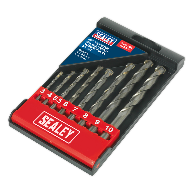 Sealey AK5708 8pc Tungsten Carbide Tipped Masonry Drill Bit Set