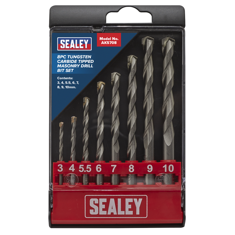Sealey AK5708 8pc Tungsten Carbide Tipped Masonry Drill Bit Set