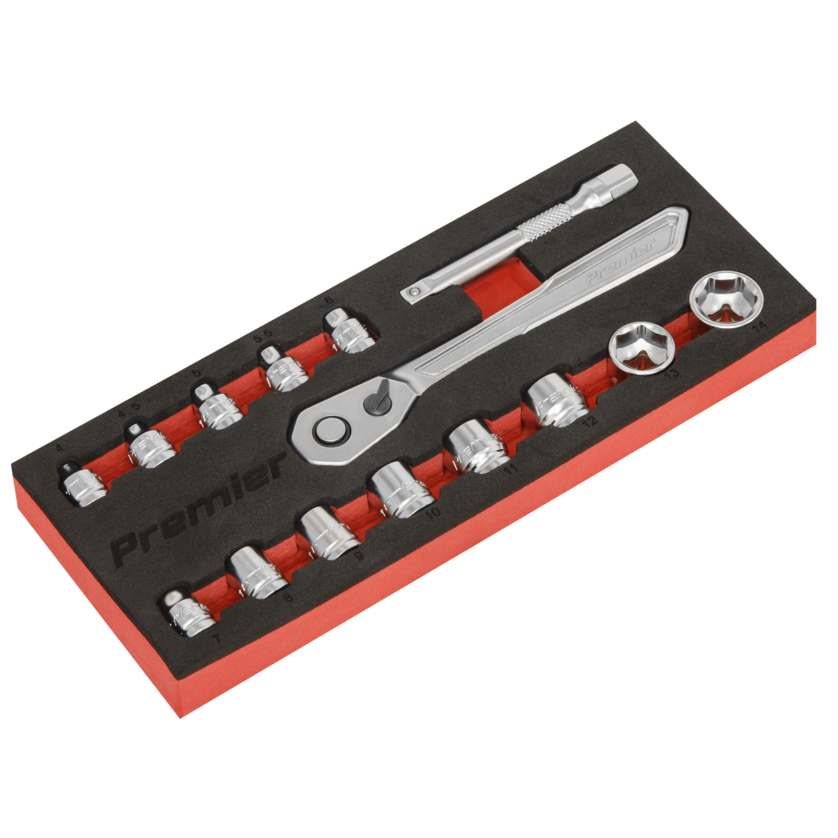 Sealey AK5783 15pc 1/4"Sq Drive Low Profile Socket Set - Platinum Series