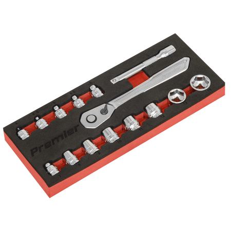 Sealey AK5783 15pc 1/4"Sq Drive Low Profile Socket Set - Platinum Series