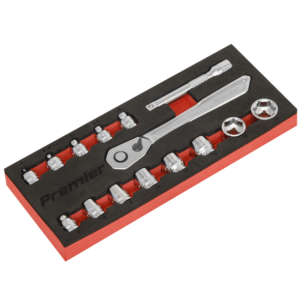 Sealey AK5783 15pc 1/4"Sq Drive Low Profile Socket Set - Platinum Series