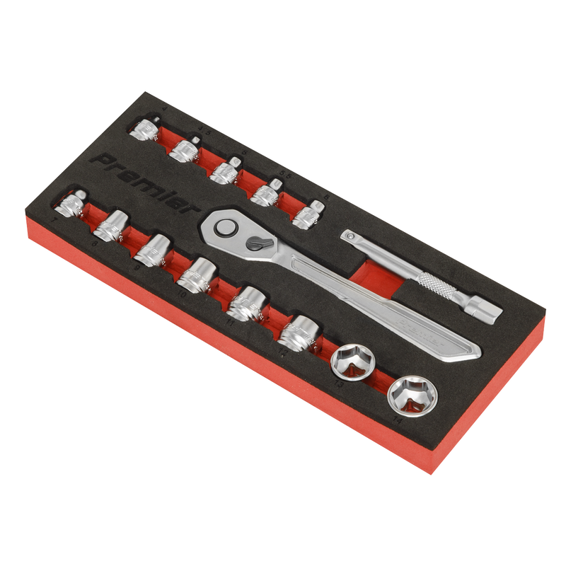 Sealey AK5783 15pc 1/4"Sq Drive Low Profile Socket Set - Platinum Series