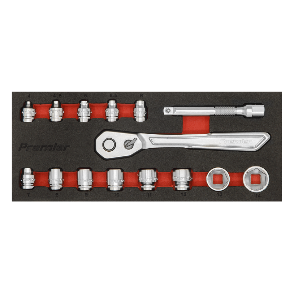 Sealey AK5783 15pc 1/4"Sq Drive Low Profile Socket Set - Platinum Series