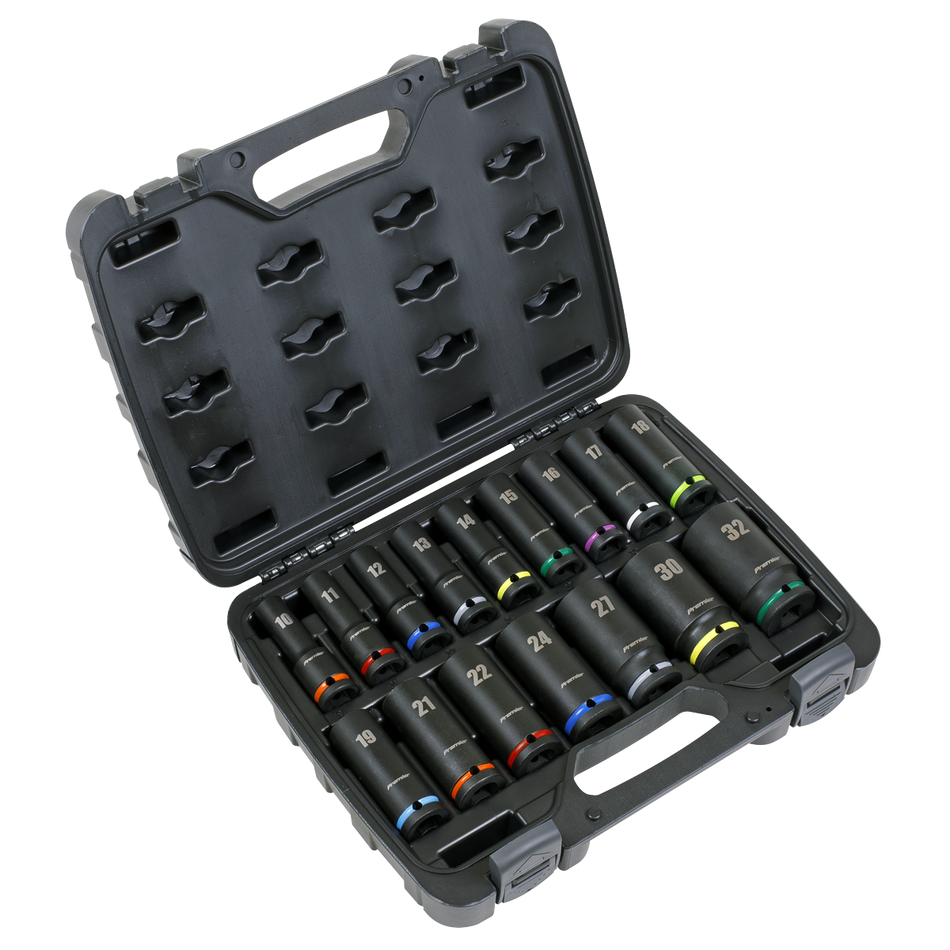 Sealey AK5818M Impact Socket Set 16pc 1/2"Sq Drive Deep Metric