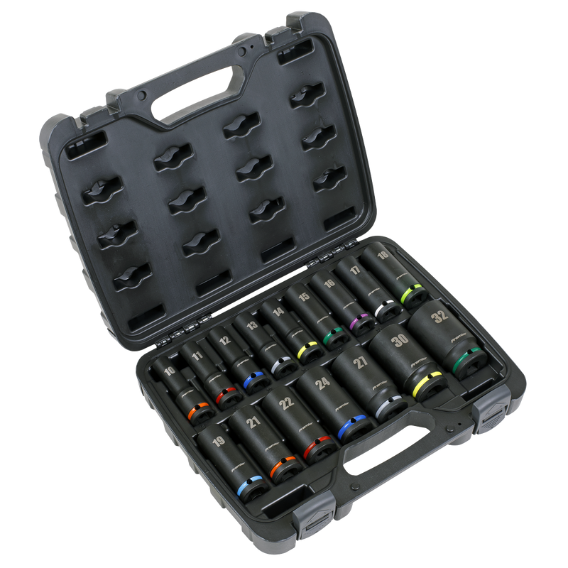 Sealey AK5818M Impact Socket Set 16pc 1/2"Sq Drive Deep Metric