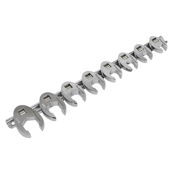 Sealey AK599 8pc 3/8"Sq Drive Crow's Foot Spanner Set - Imperial