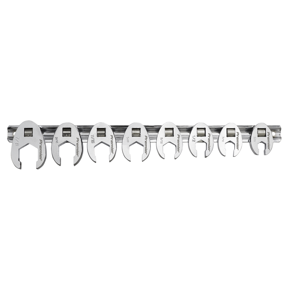Sealey AK599 8pc 3/8"Sq Drive Crow's Foot Spanner Set - Imperial