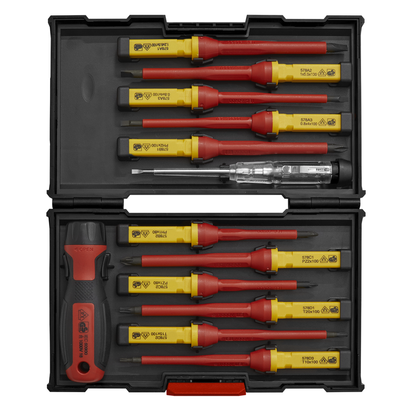 Sealey AK6128 13pc Interchangeable Screwdriver Set - VDE Approved