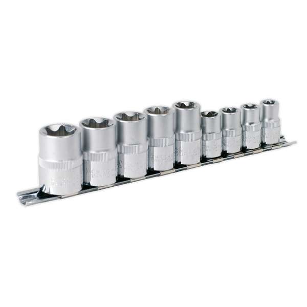 Sealey AK617 9pc 3/8" & 1/2"Sq Drive TRX-Star* Socket Set - E10-E14 & E16-E24