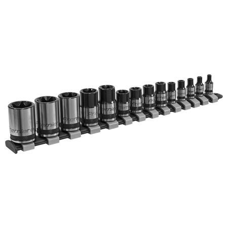 Sealey AK618B 14pc 1/4", 3/8" & 1/2"Sq Drive TRX-Star* Socket Set - E4-E24 - Black Series