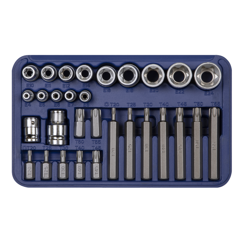 Sealey AK619 30pc 1/4", 3/8" & 1/2"Sq Drive TRX-Star* Socket & Bit Set