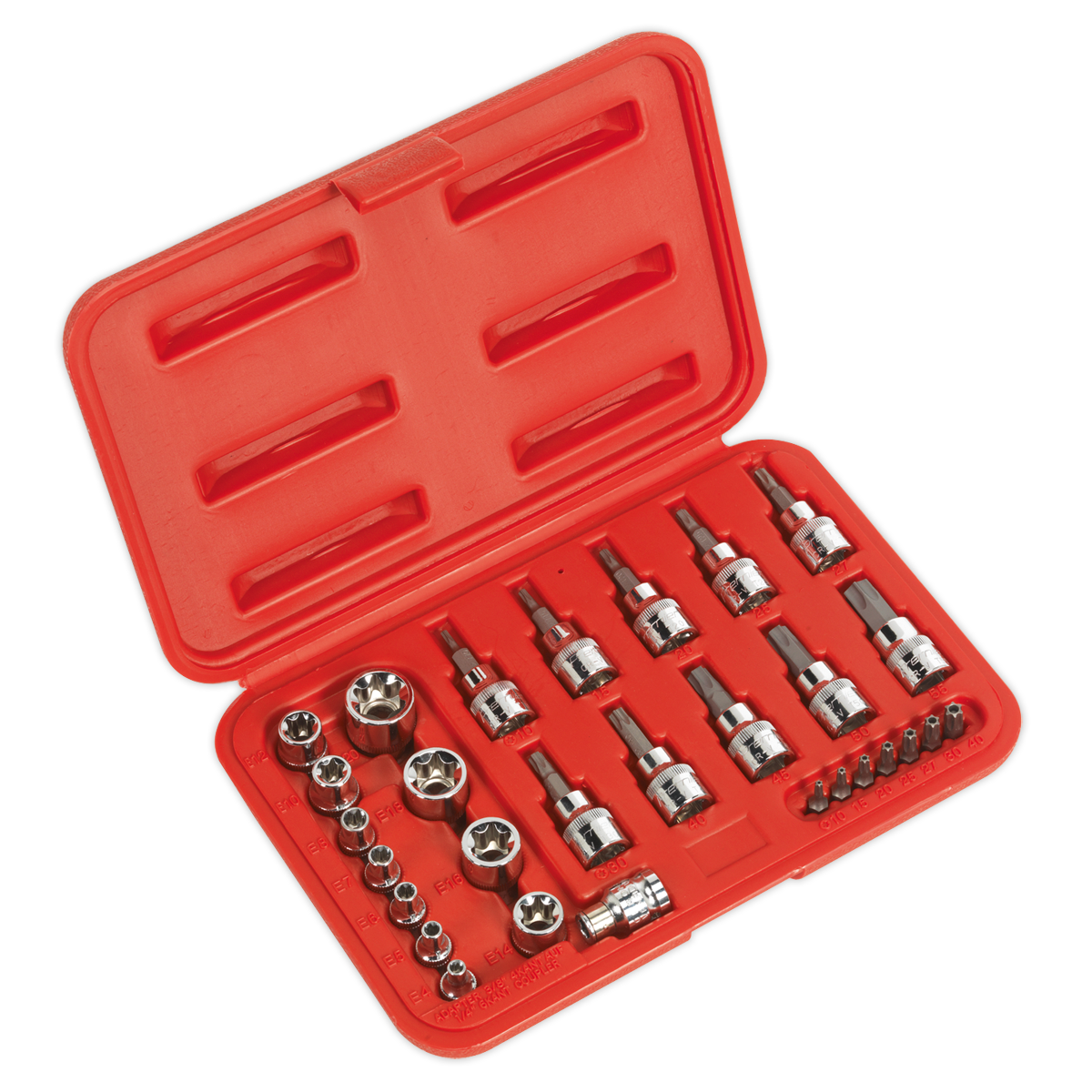 Sealey AK6193 29pc 1/4" & 3/8"Sq Drive TRX-Star* Socket & Security Bit Set
