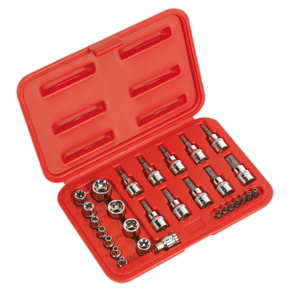 Sealey AK6193 29pc 1/4" & 3/8"Sq Drive TRX-Star* Socket & Security Bit Set