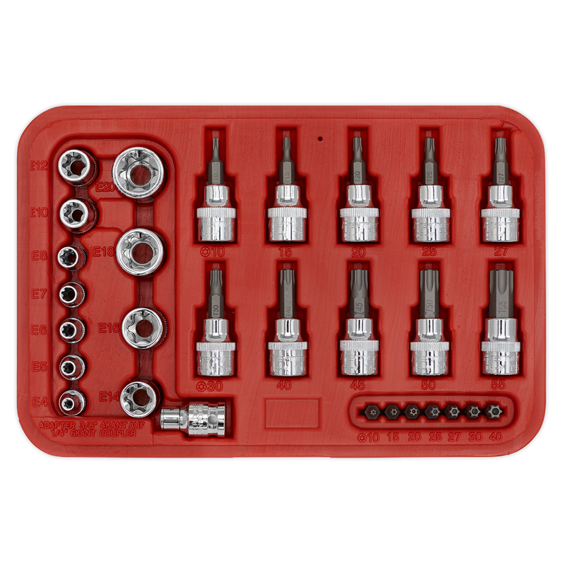 Sealey AK6193 29pc 1/4" & 3/8"Sq Drive TRX-Star* Socket & Security Bit Set