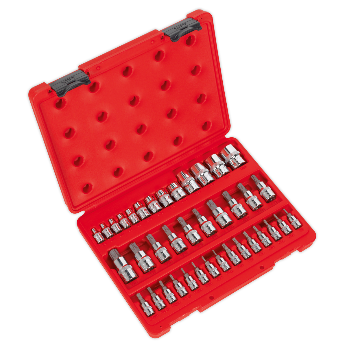 Sealey AK6197 38pc 1/4", 3/8" & 1/2"Sq Drive TRX-Star* Socket & Security Socket Bit Set