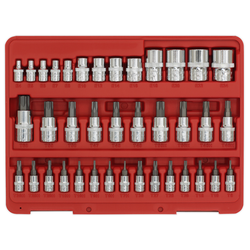 Sealey AK6197 38pc 1/4", 3/8" & 1/2"Sq Drive TRX-Star* Socket & Security Socket Bit Set