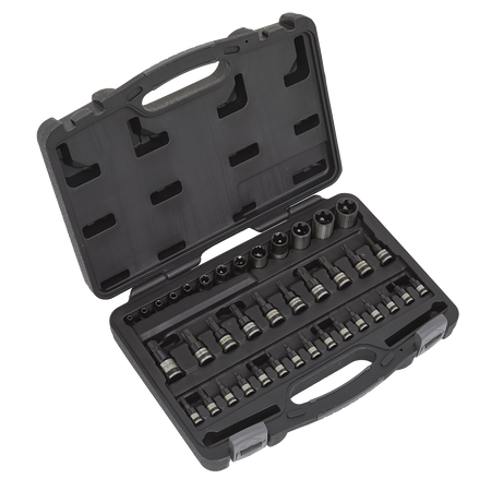 Sealey AK6197B 38pc 1/4", 3/8" & 1/2"Sq Drive TRX-Star* Socket & Security Socket Bit Set - Black Series