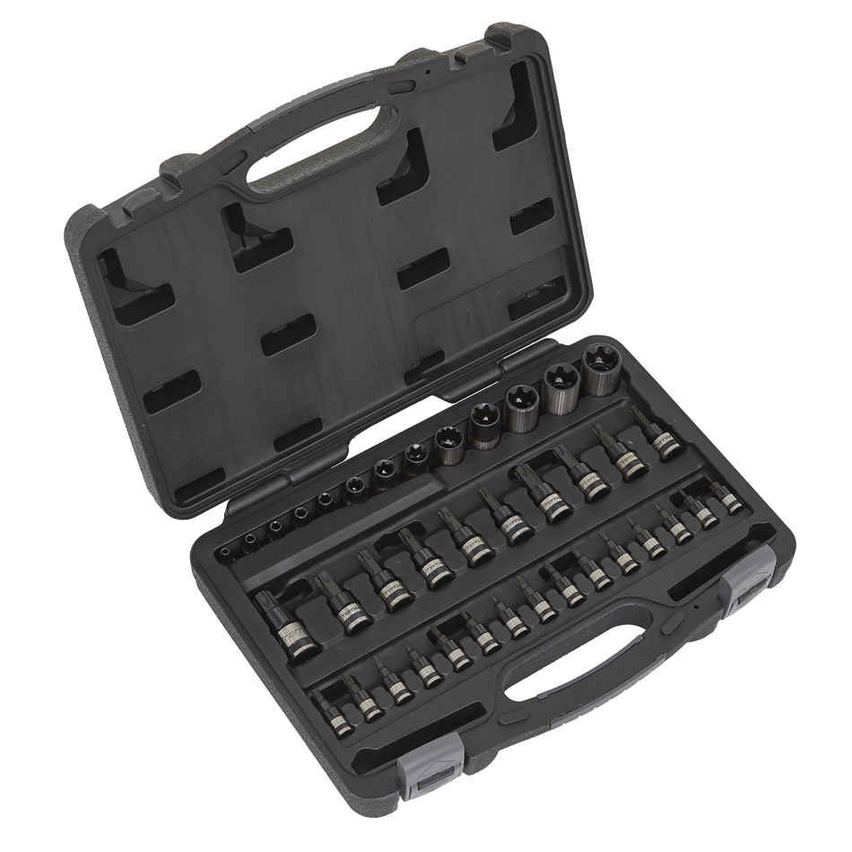 Sealey AK6197B 38pc 1/4", 3/8" & 1/2"Sq Drive TRX-Star* Socket & Security Socket Bit Set - Black Series