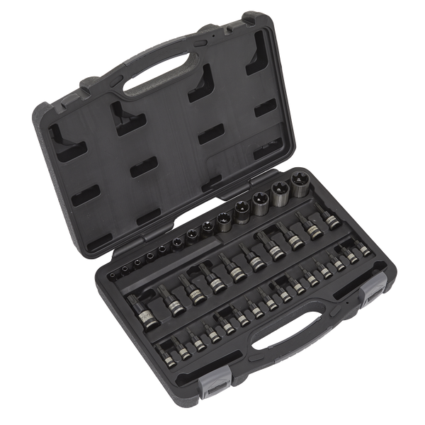 Sealey AK6197B 38pc 1/4", 3/8" & 1/2"Sq Drive TRX-Star* Socket & Security Socket Bit Set - Black Series