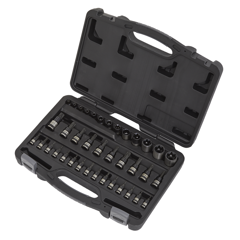 Sealey AK6197B 38pc 1/4", 3/8" & 1/2"Sq Drive TRX-Star* Socket & Security Socket Bit Set - Black Series
