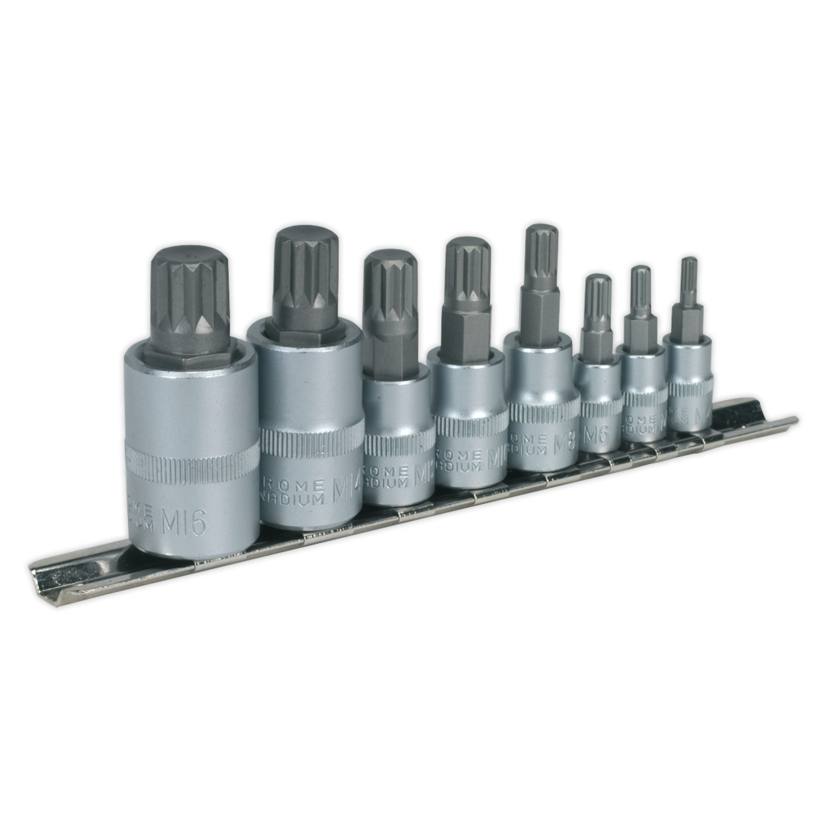 Sealey AK6214 8pc 1/4", 3/8" & 1/2"Sq Drive Spline Socket Bit Set