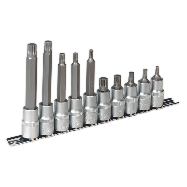 Sealey AK6215 10pc 1/2"Sq Drive Spline Socket Bit Set