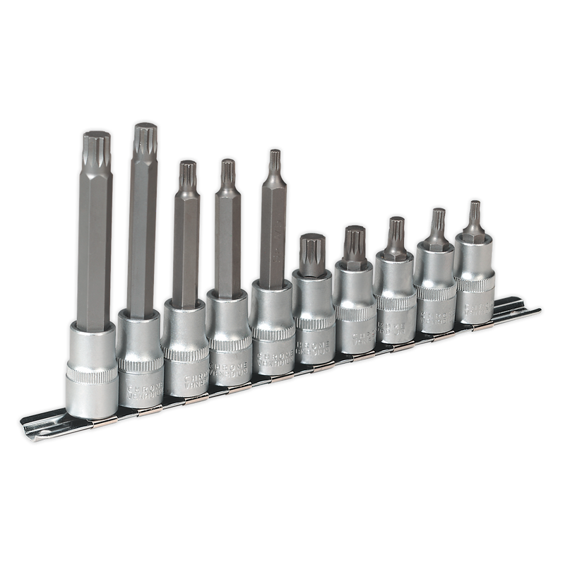 Sealey AK6215 10pc 1/2"Sq Drive Spline Socket Bit Set