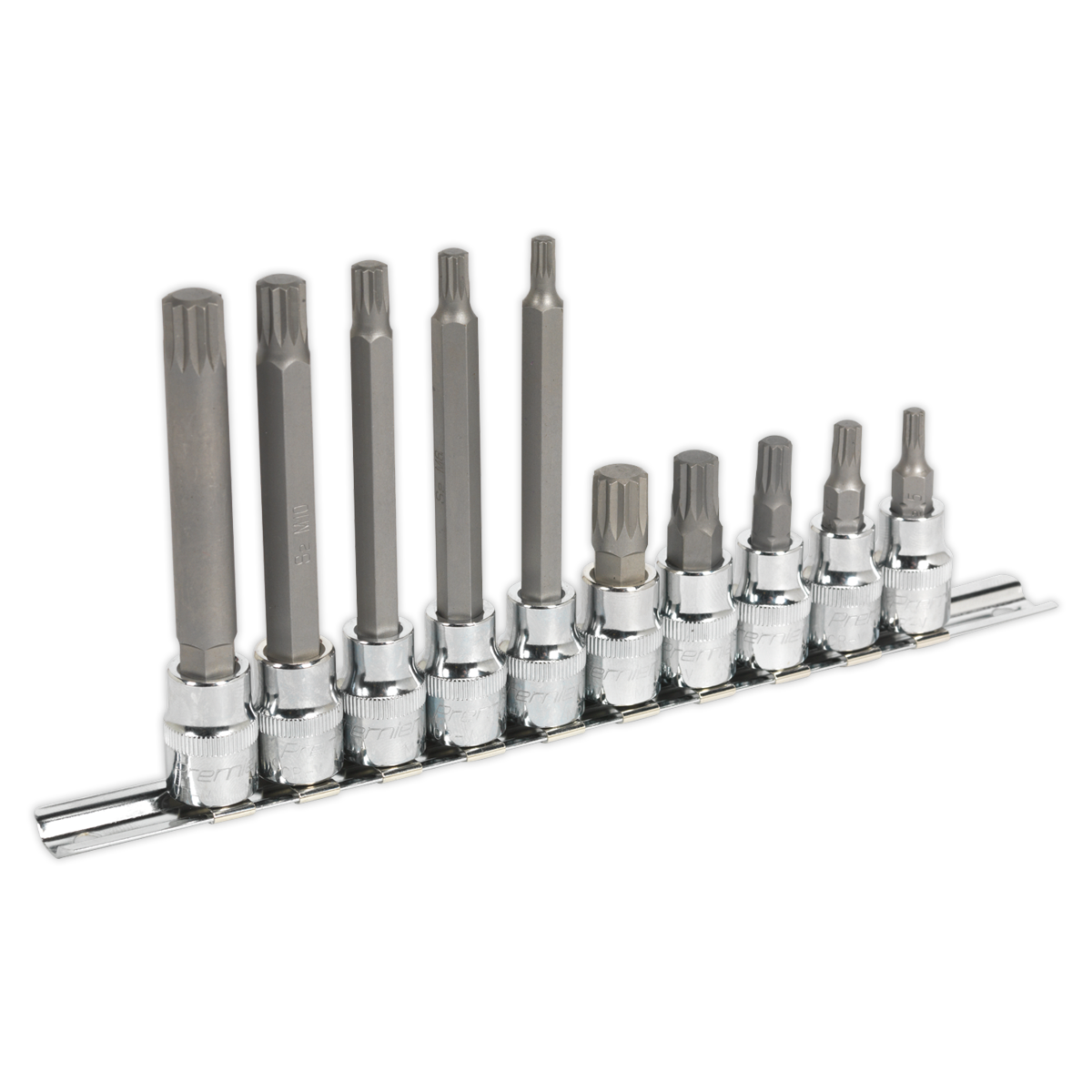 Sealey AK6216 10pc 3/8"Sq Drive Spline Socket Bit Set